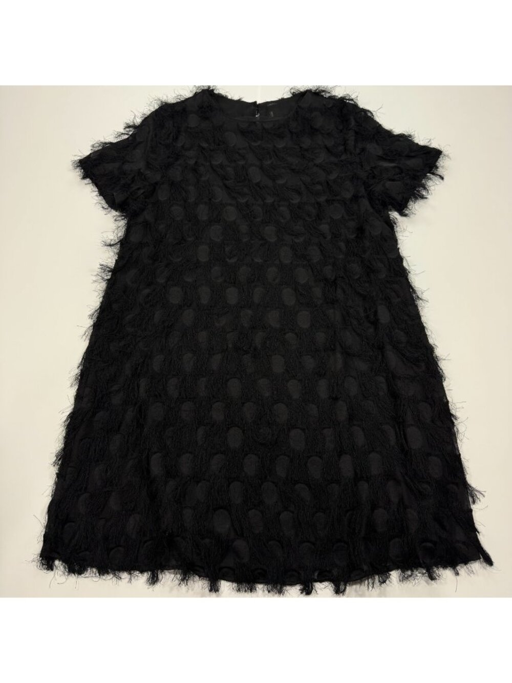 Banana Republic Dress Women's S Black Polyester Mini Shift Eyelash Fringe Lined